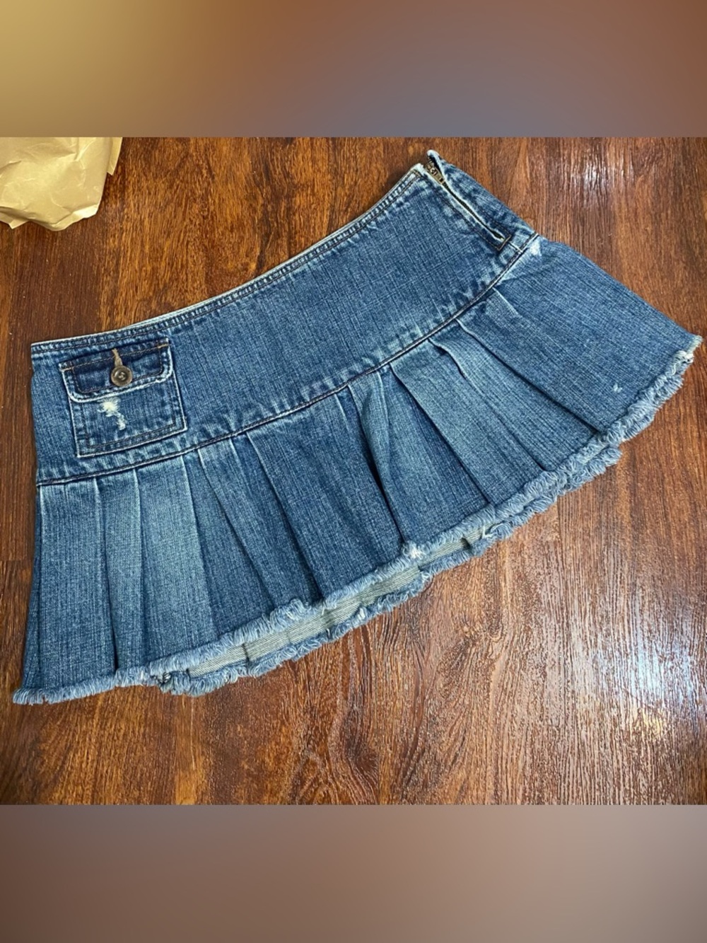 Y2k Vintage Abercrombie denim micro mini pleated skirt